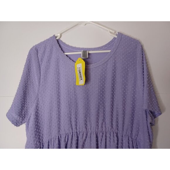 NWT HoneyMe Curvy Swiss Dot Short Sleeve Lavender Babydoll Top Size XL - Picture 3 of 7